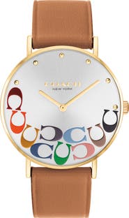 COACH Perry Leather Strap Watch, 36mm