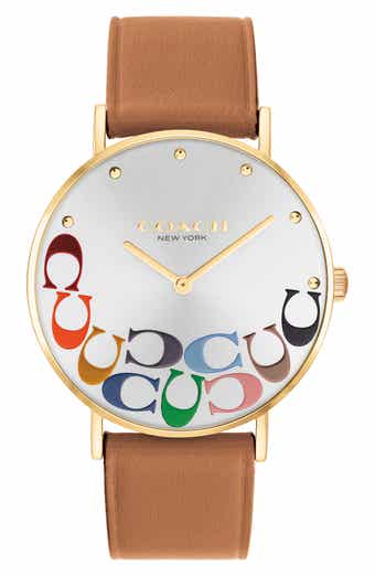 COACH Perry Leather Strap Watch, 36mm