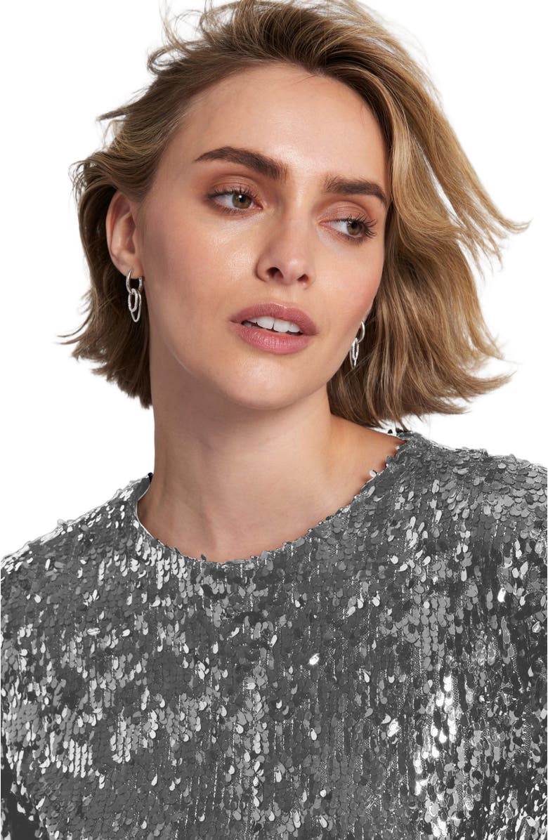 ELLE Collection Long sleeve Sequin Shift Dress Embellished/Sequined, Alternate, color, Silver