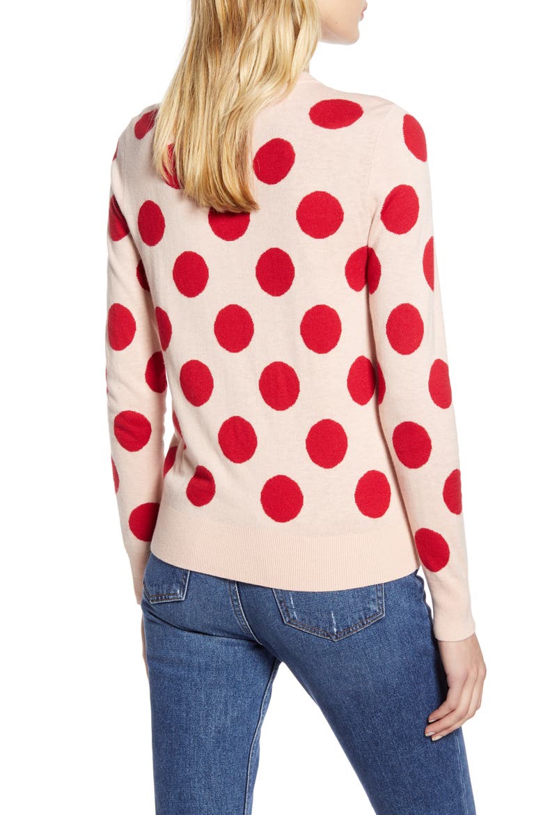 x Atlantic-Pacific Polka Dot Sweater (Nordstrom Exclusive), Alternate, color, PINK- RED LE DOT