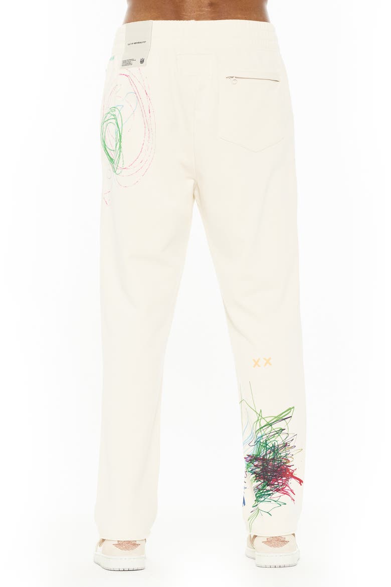 Scribble Raw Hem Sweatpants, Alternate, color, WINTER WHITE