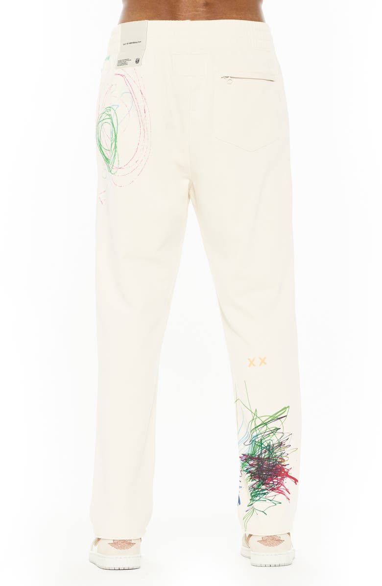 Cult of Individuality Scribble Raw Hem Sweatpants, Alternate, color, Winter White