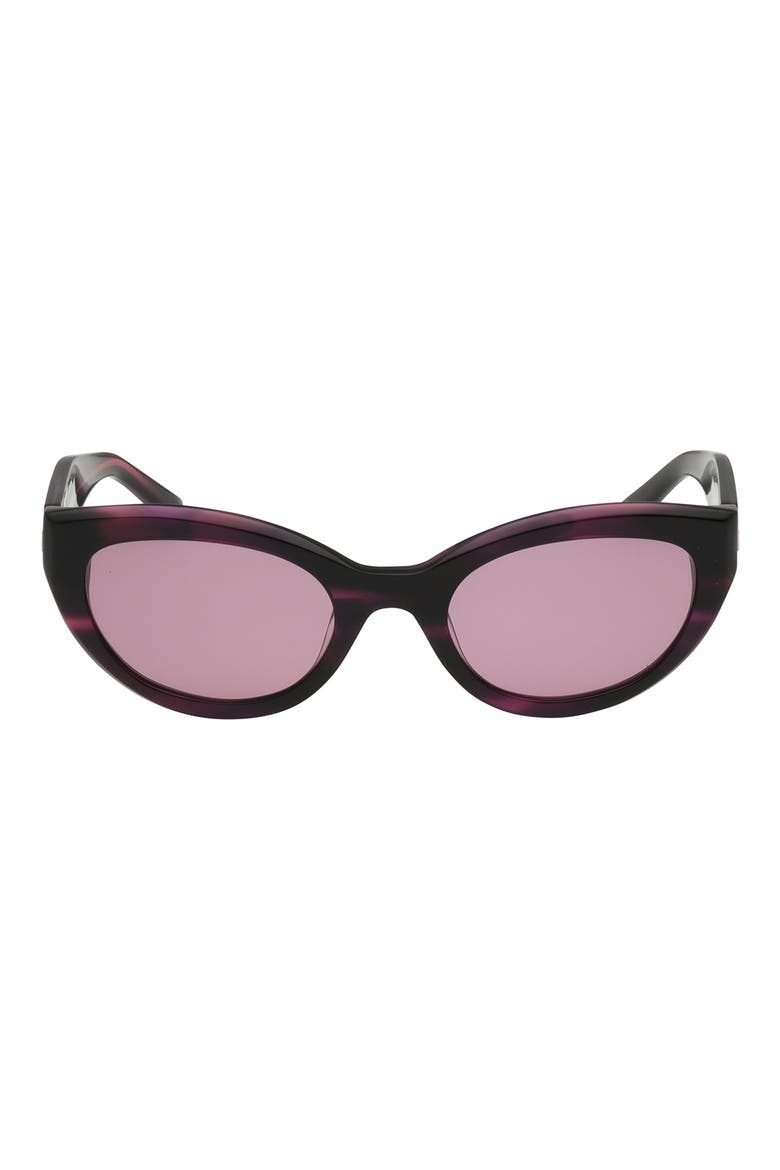 52mm Cat Eye Sunglasses, Main, color, HORN / PLUM LENS