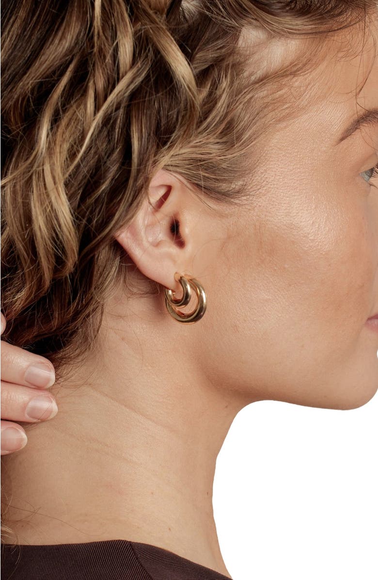 MADE BY MARY Gloss Hoop Earrings, Alternate, color, Silver