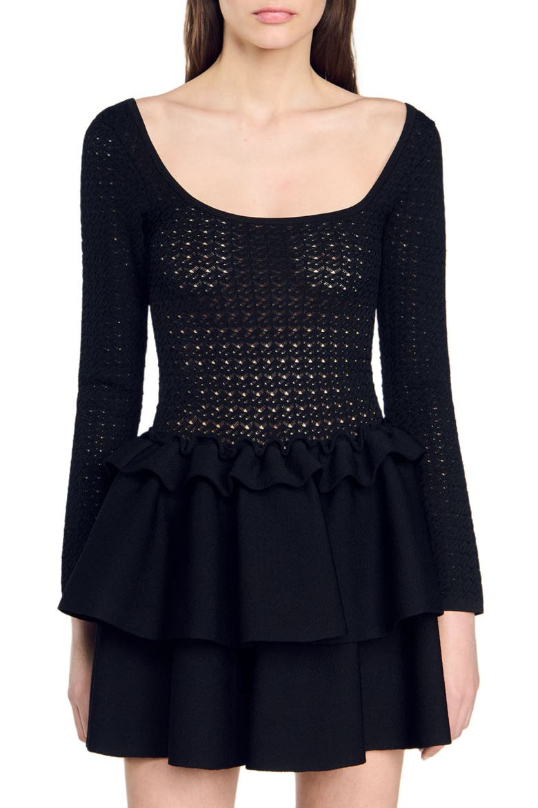 Ruffled dress, Alternate, color, Black