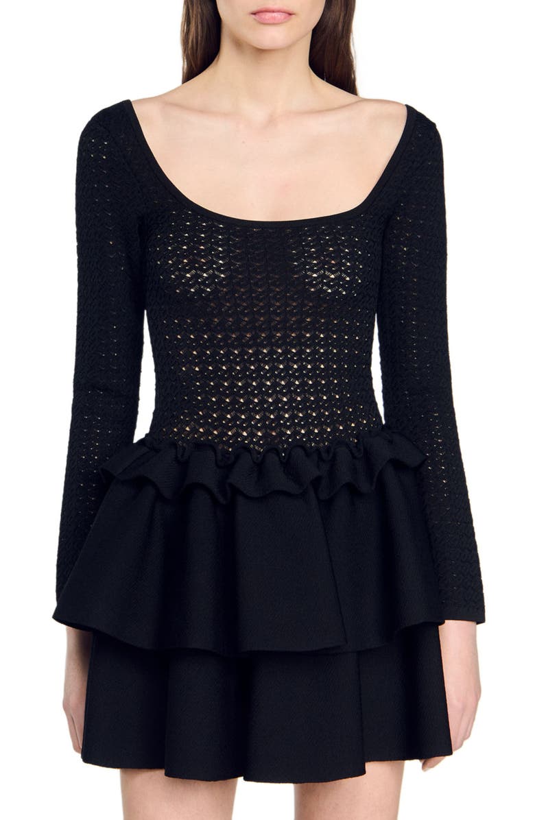 SANDRO Ruffled dress, Alternate, color, 