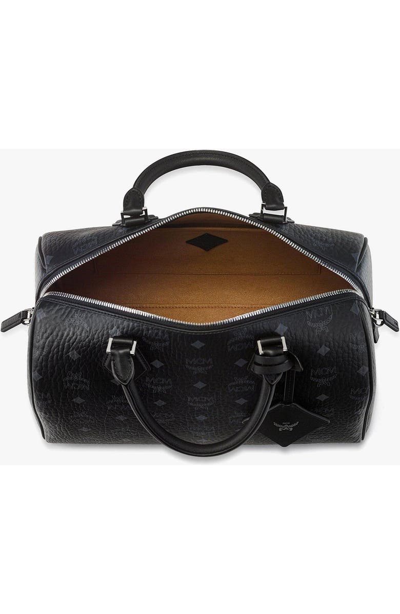 MCM Medium Ella Boston Bag in Visetos, Alternate, color, Black