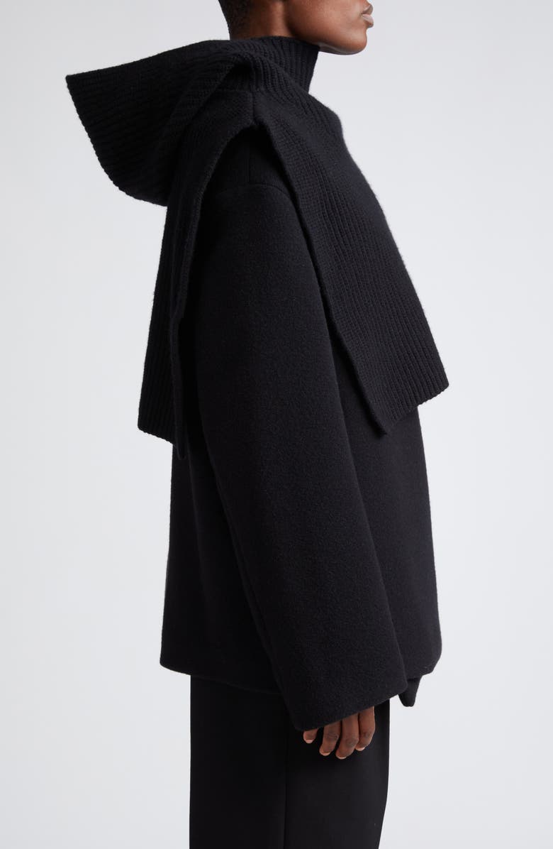 TOTEME Rib Wool & Cashmere Hooded Bib, Alternate, color,