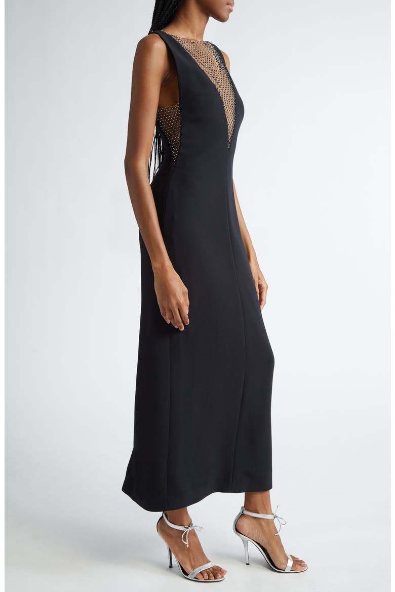 Crystal Mesh Sleeveless Gown, Alternate, color, BLACK