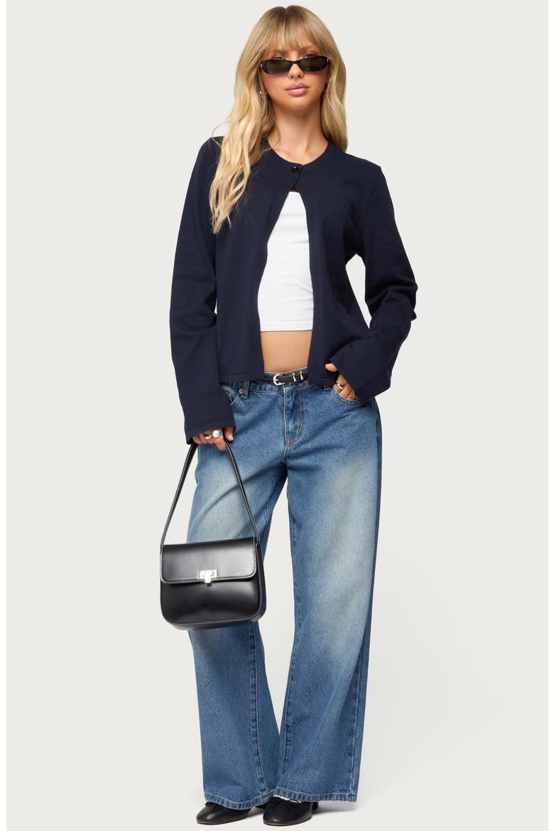 Jenie Split Front Cardigan, Alternate, color, NAVY