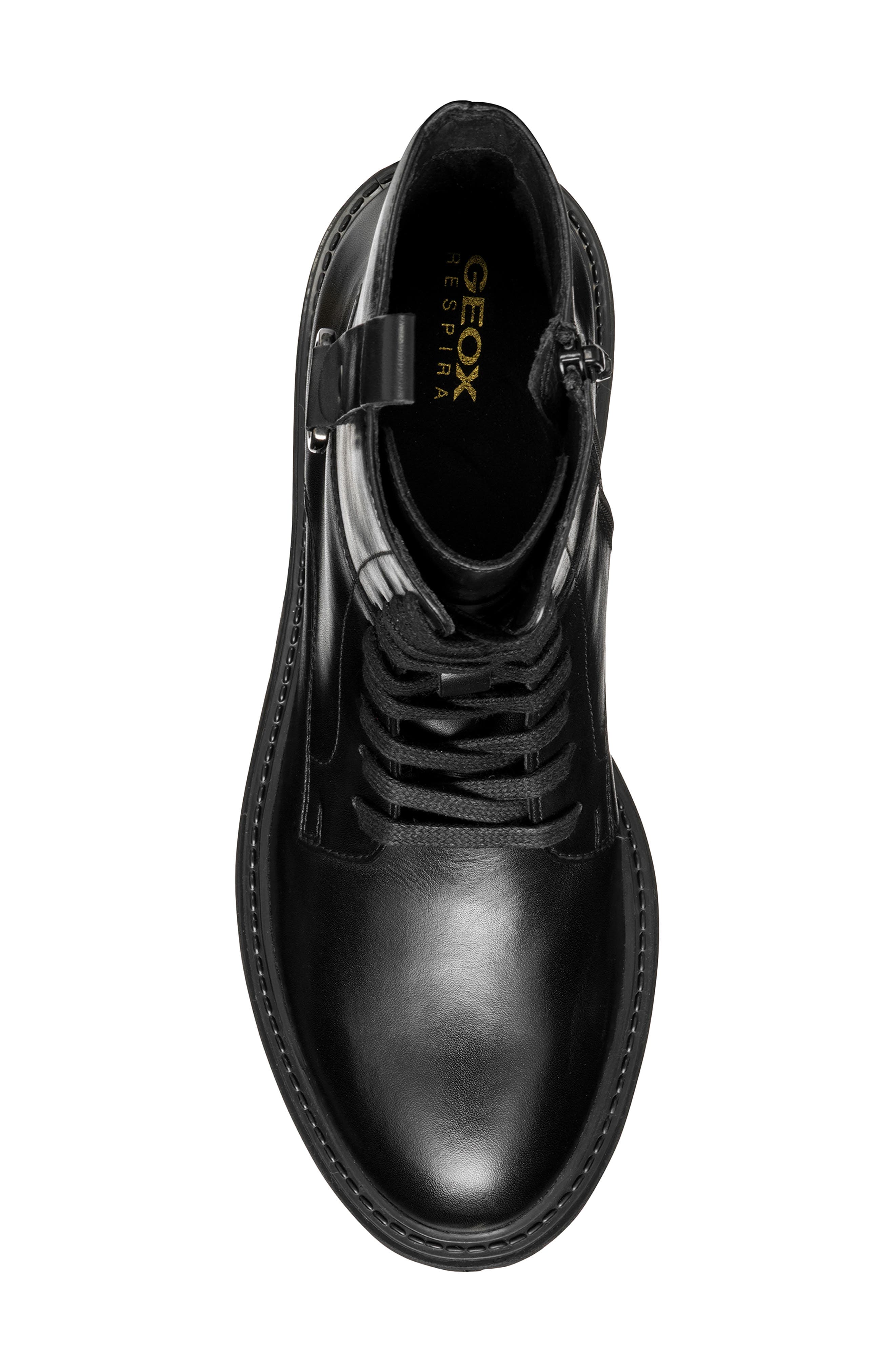 Geox Cap Toe Leather Combat Boot, Alternate, color, 