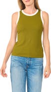 Halogen® Contrast Trim Ribbed Tank