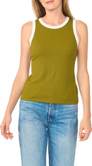 Halogen® Contrast Trim Ribbed Tank