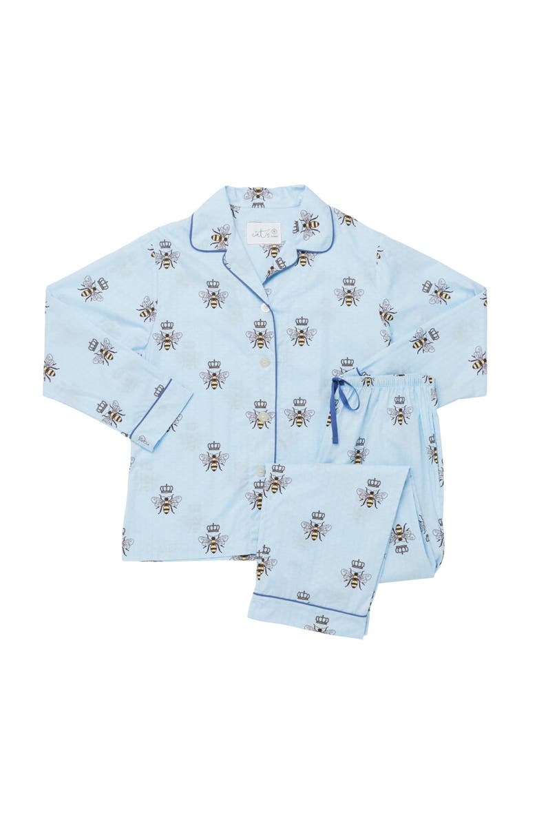 The Cat's Pajamas Luxe Pima Pajama Set Conversational, Alternate, color, Queen Bee Blue