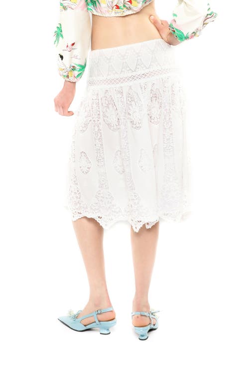 Anna Sui Applique Lace Combo Skirt In White Multi