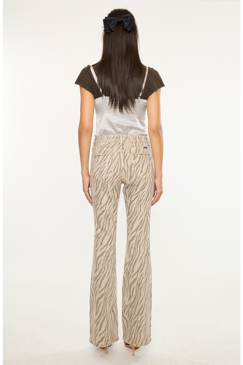 Zellie High Rise Flare Jeans, Alternate, color, Beige Zebra Print