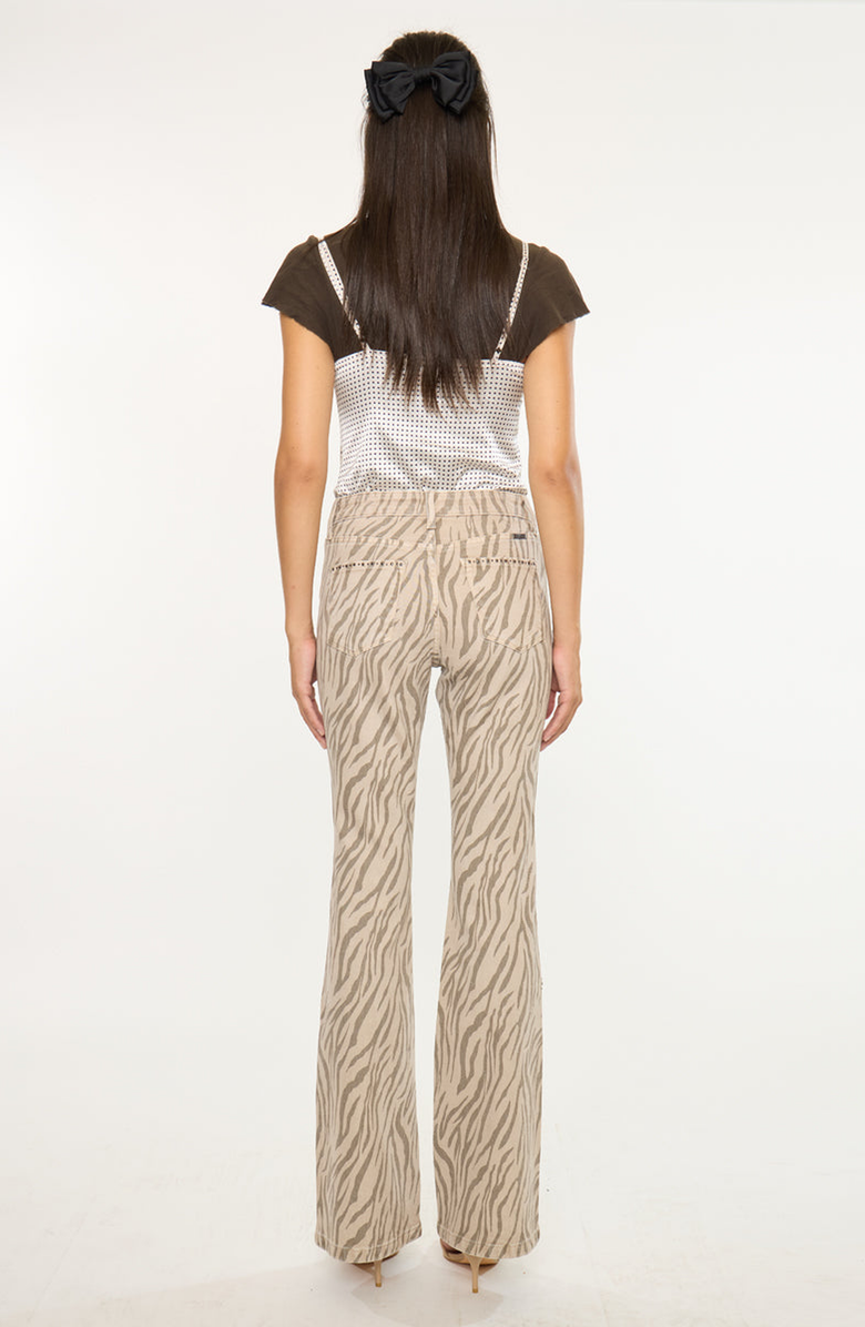 KanCan Zellie High Rise Flare Jeans, Alternate, color, Beige Zebra Print