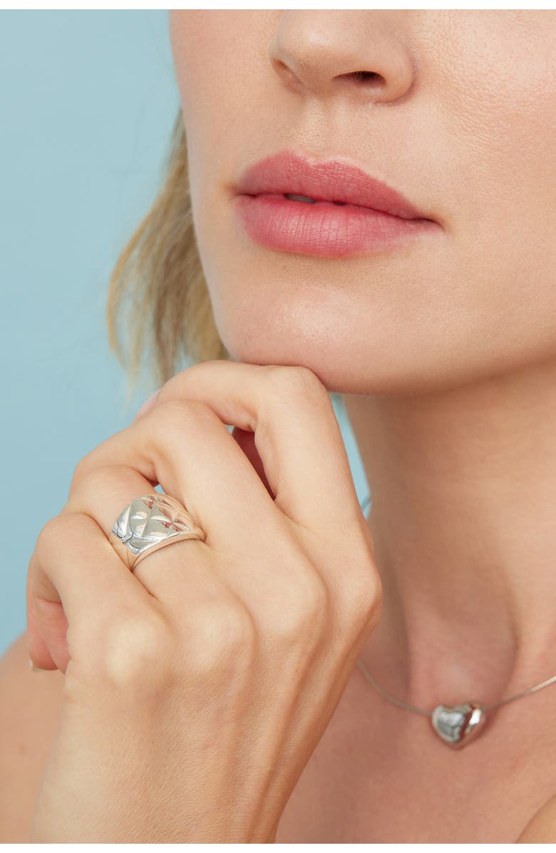 Oradina Sterling Silver Bold Quilted Ring, Alternate, color, Silver