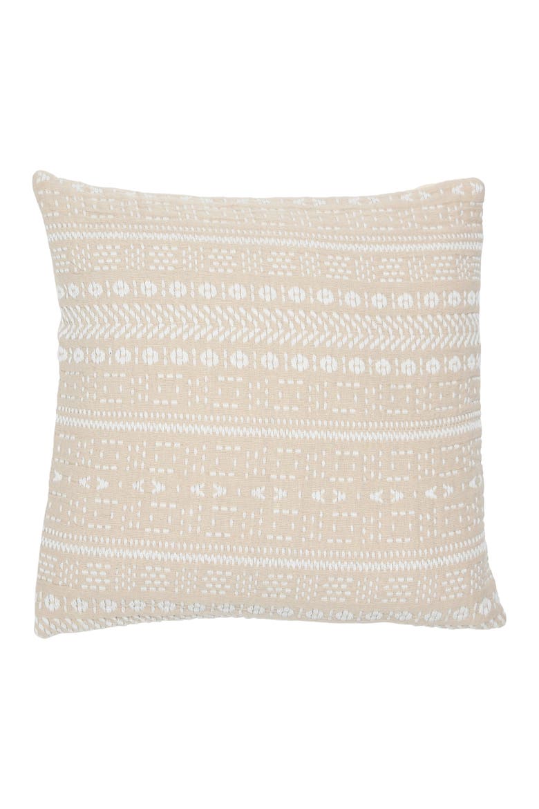 Woven Cotton Embroidered Pillow, Main, color, Beige