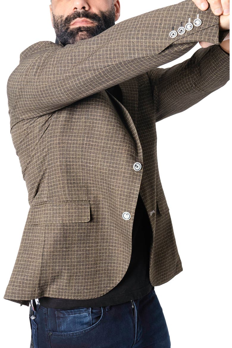 Descartes Unconstructed Check Vortex Brown Blazer, Alternate, color, BROWN