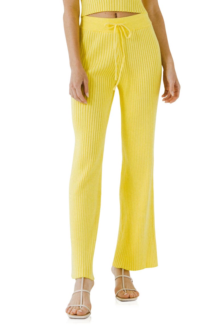 Ribbed Drawstring Pants, Main, color, LIME