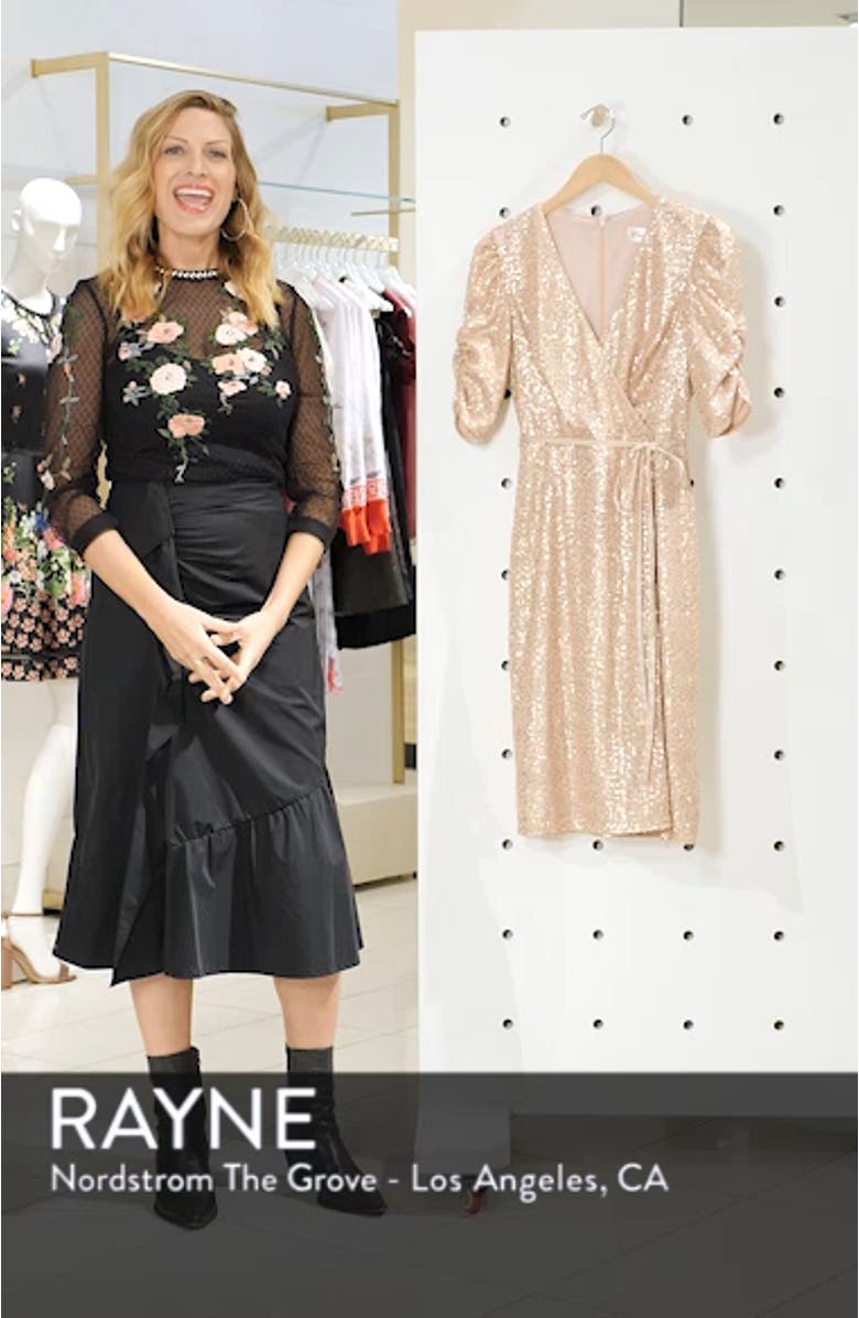 Sequin Faux Wrap Dress, sales video thumbnail