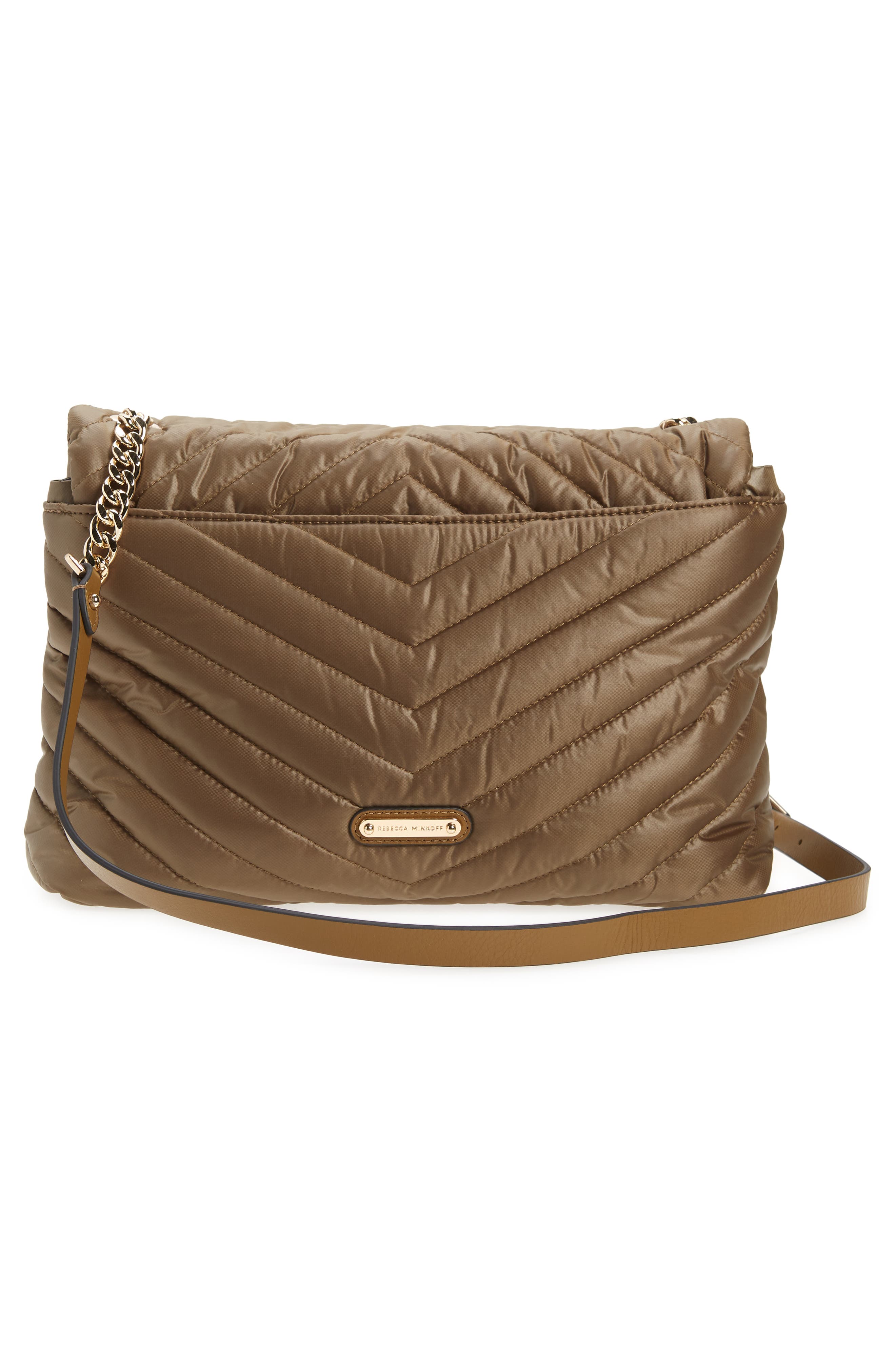 Edie Jumbo Quilted Nylon Shoulder Bag, Alternate, color, MILITARY