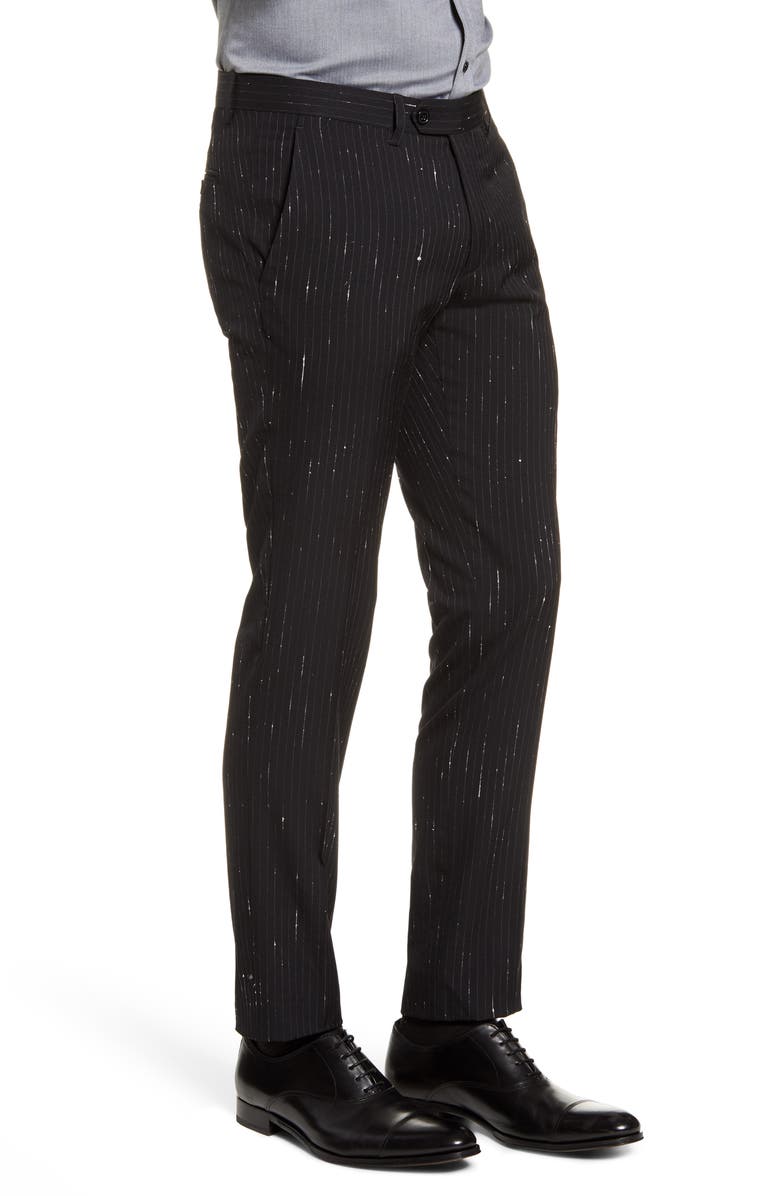 Christopher Bates Slim Fit Metallic Shooting Stripe Wool Blend Trousers, Alternate, color, 