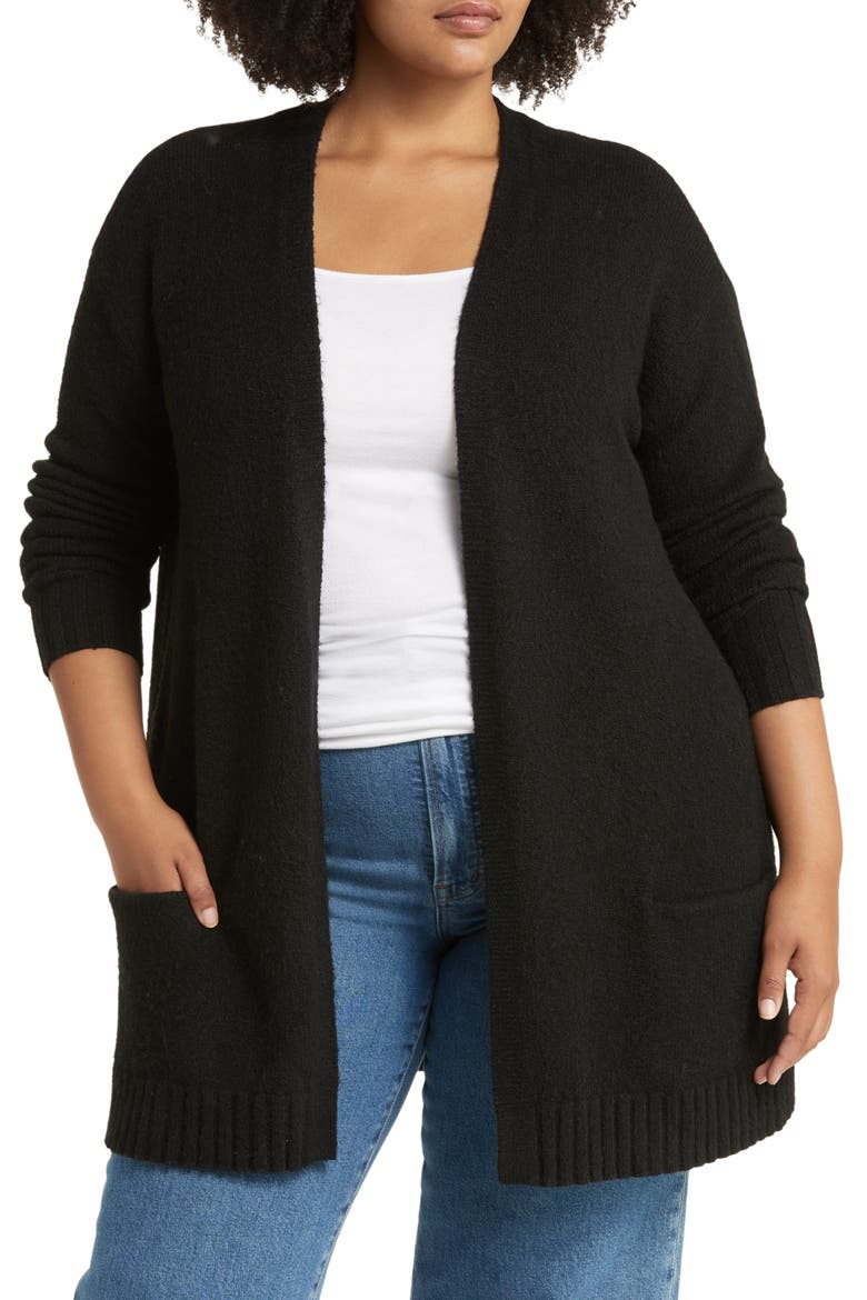 Open Front Cardigan, Main, color, BLACK
