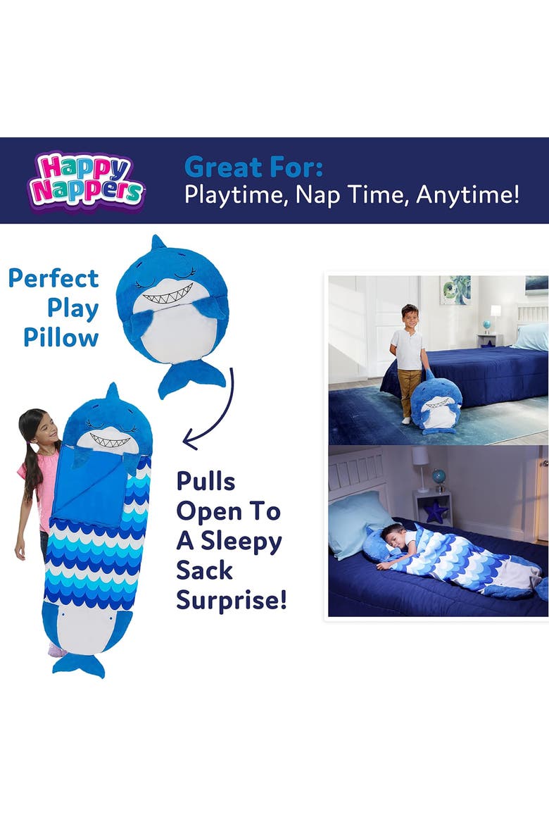 Pillow & Sleepy Sack, Medium Blue Shark 54 x 20 Inch, 3+, Alternate, color, Blue