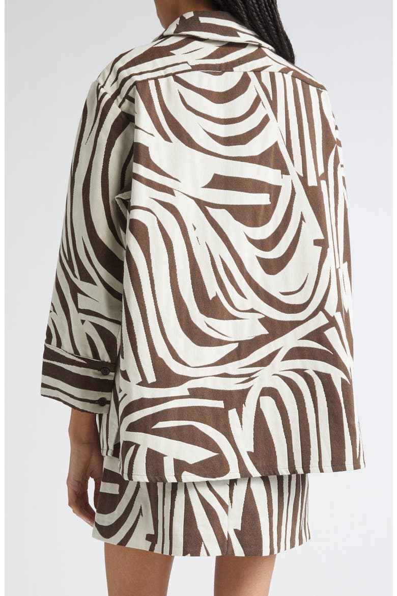 Rakenne Jokuraita Abstract Print Cotton Blend Jacket, Alternate, color, LIGHT BEIGE, DARK BROWN