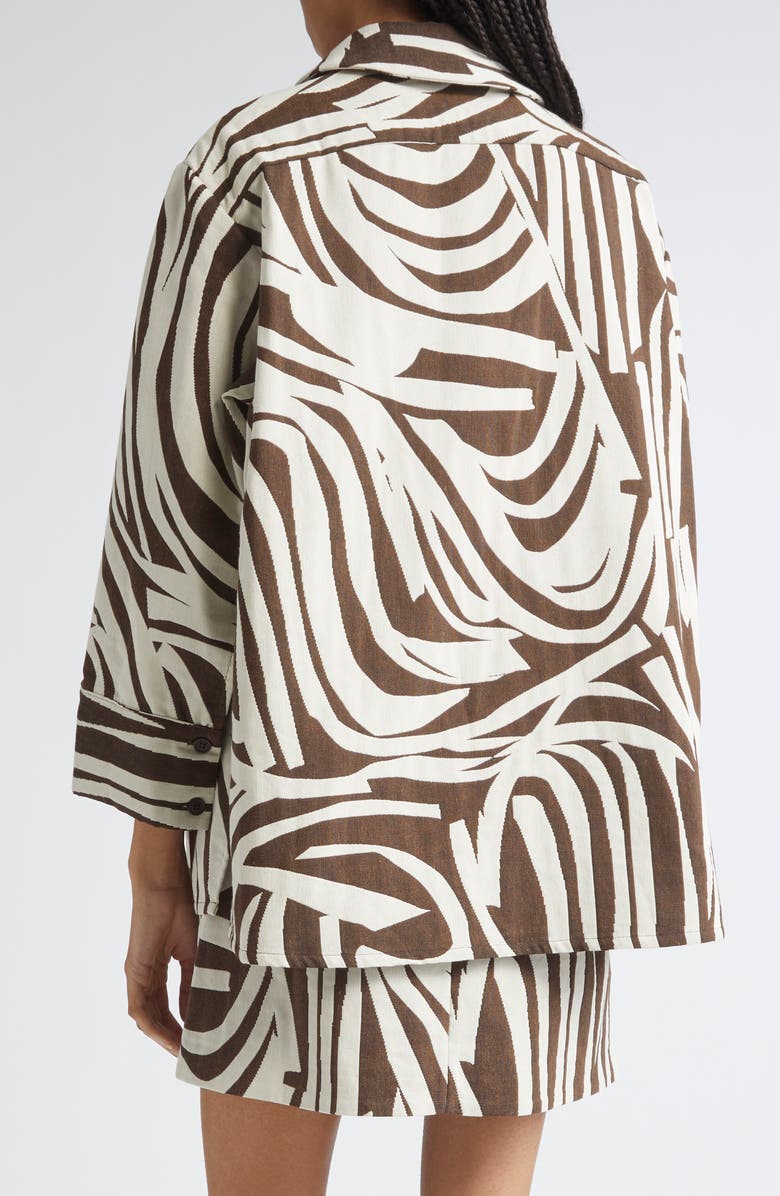 Marimekko Rakenne Jokuraita Abstract Print Cotton Blend Jacket, Alternate, color, Light Beige, Dark Brown