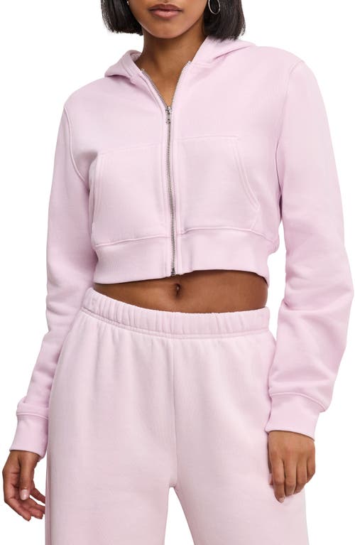 GOOD AMERICAN GOOD AMERICAN CROP BRUSHED FLEECE ZIP HOODIE