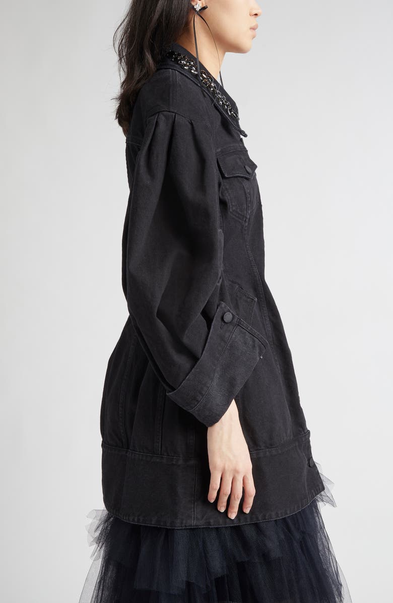 Simone Rocha Crystal Embellished Sculpted Denim Jacket, Alternate, color,