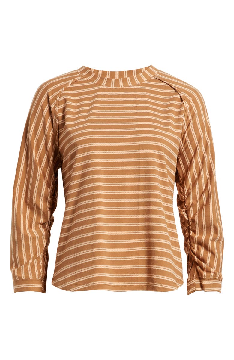 Wit & Wisdom Stripe Three Quarter Sleeve Top, Alternate, color, Sahara Sand/ Peach Parfait