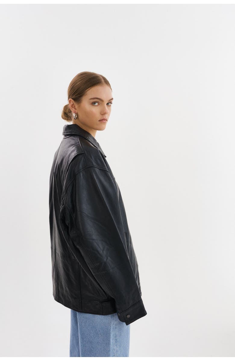 LAMARQUE THEIA | Leather Bomber Jacket, Alternate, color, Black