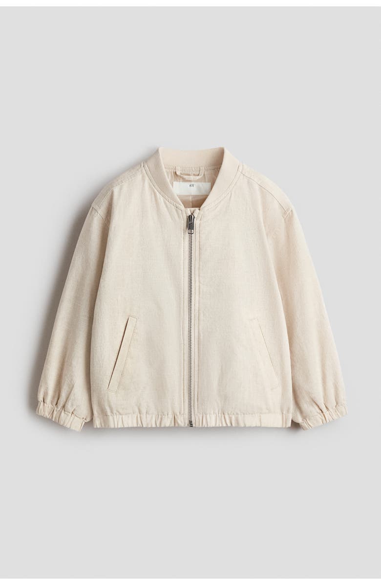 H&M Linen-blend bomber jacket, Main, color, Light Beige Melange
