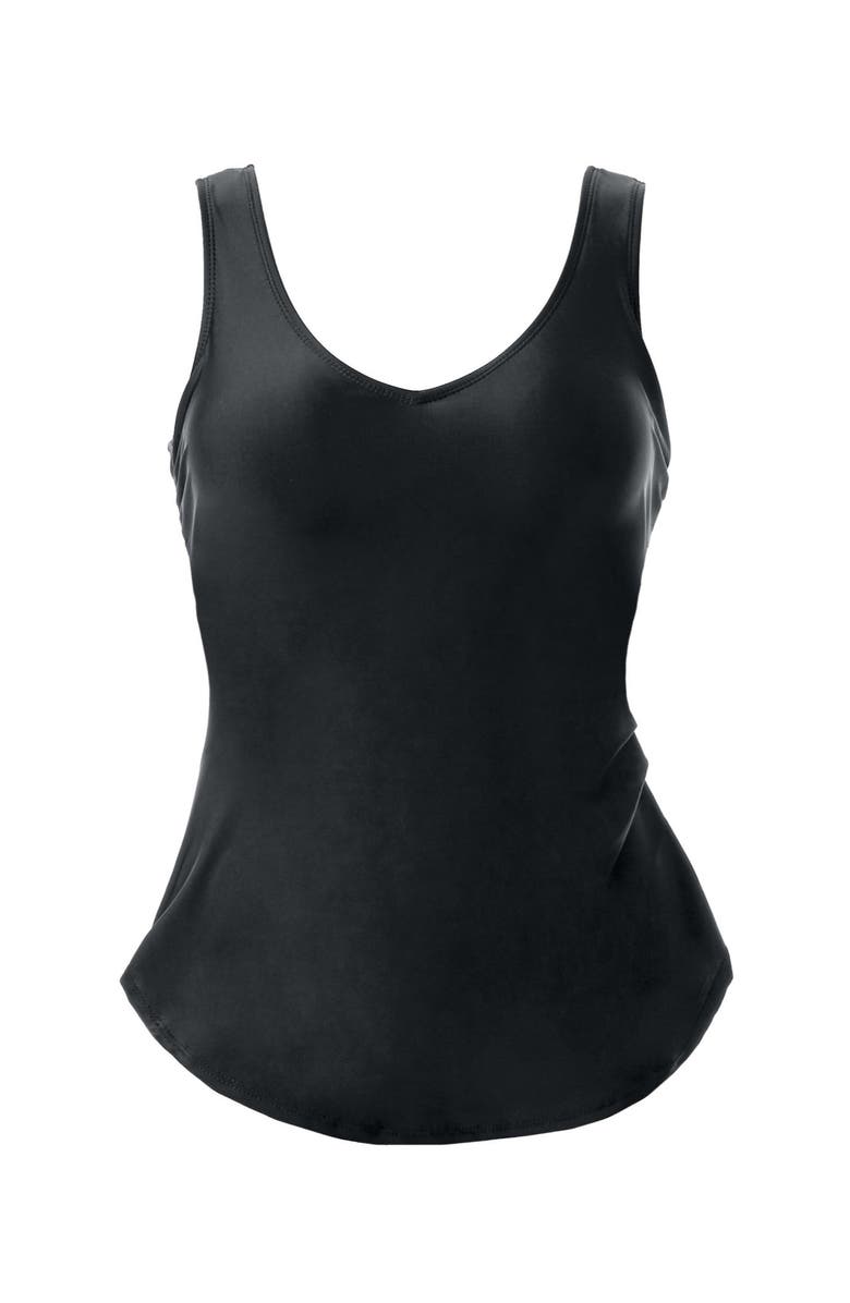 Swim 365 Sarong V-Neck Tummy Control One-Piece Swimsuit, Alternate, color, Black