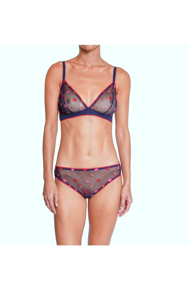 Huit Bisou Lace Bralette, Alternate, color, Navy