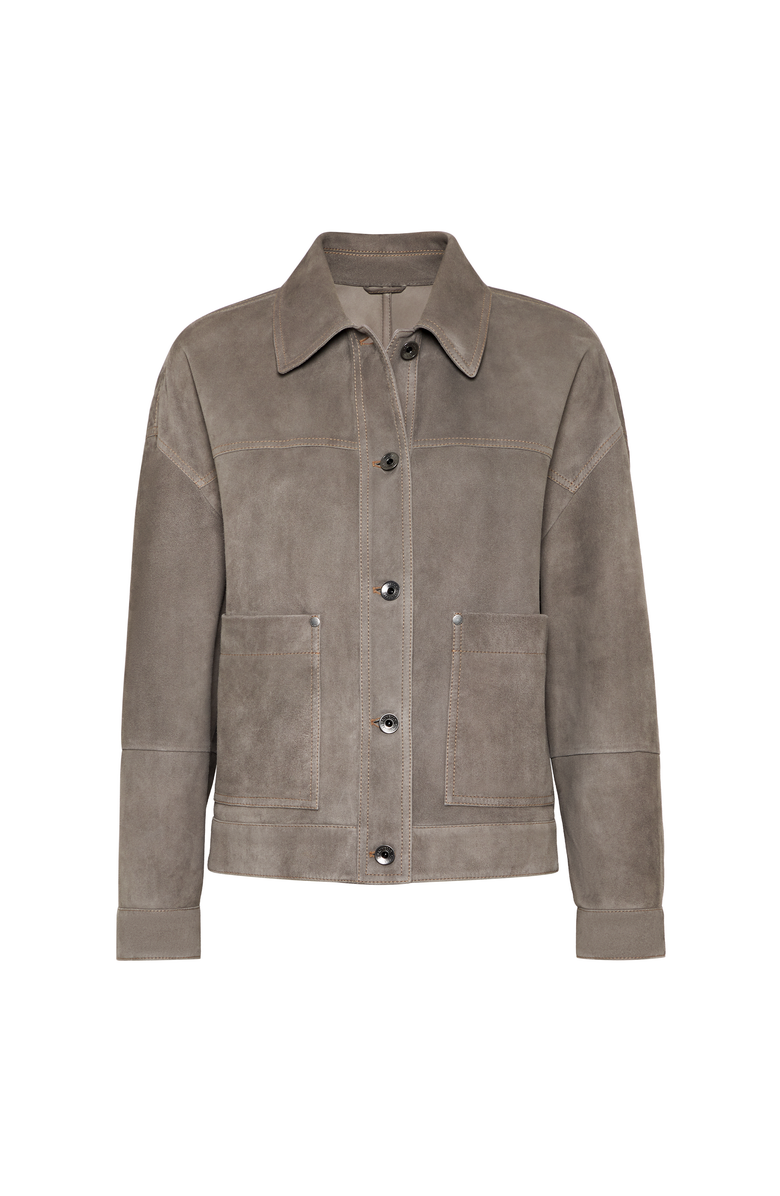 Brunello Cucinelli Couture suede jacket, Main, color, Grey