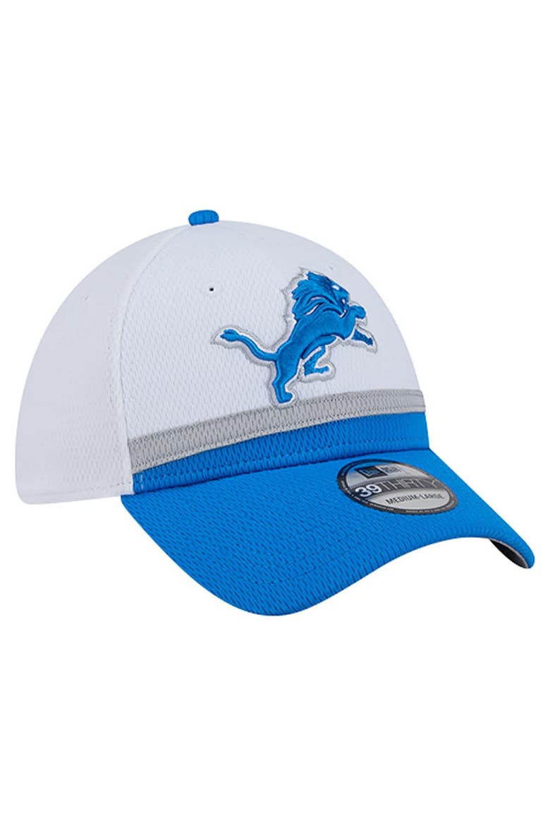 Men's New Era  White/Blue Detroit Lions Dashmark Rays 39THIRTY Flex Hat, Alternate, color, White