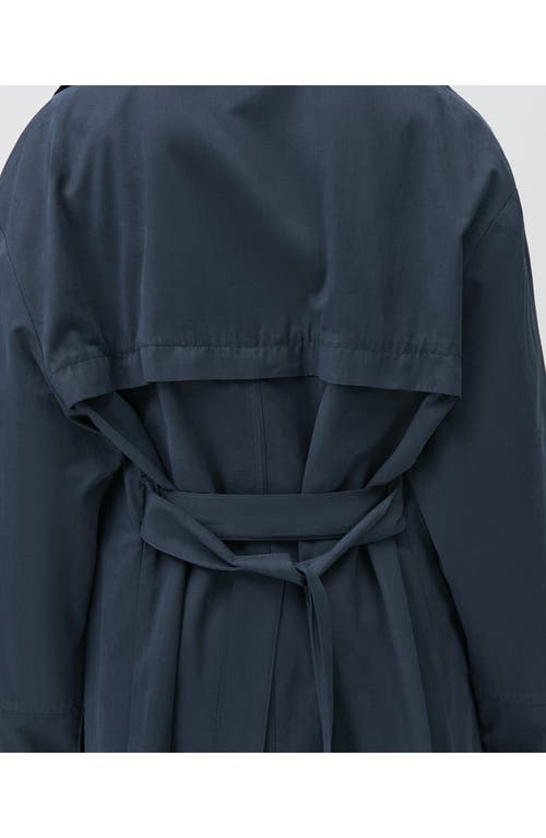 Mango Teen Classic Belted Trench Coat In Blue