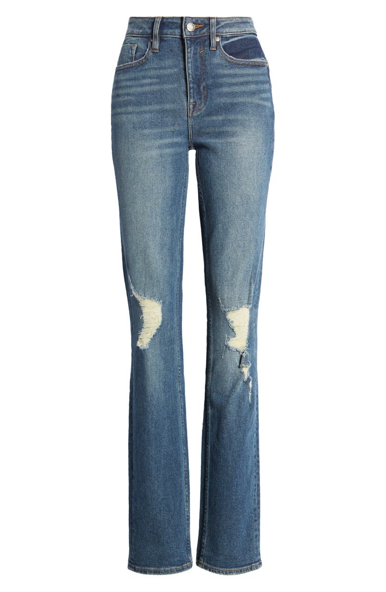 Vigoss Ace Ripped Deconstructed High Waist Straight Leg Jeans, Alternate, color, Medium Was