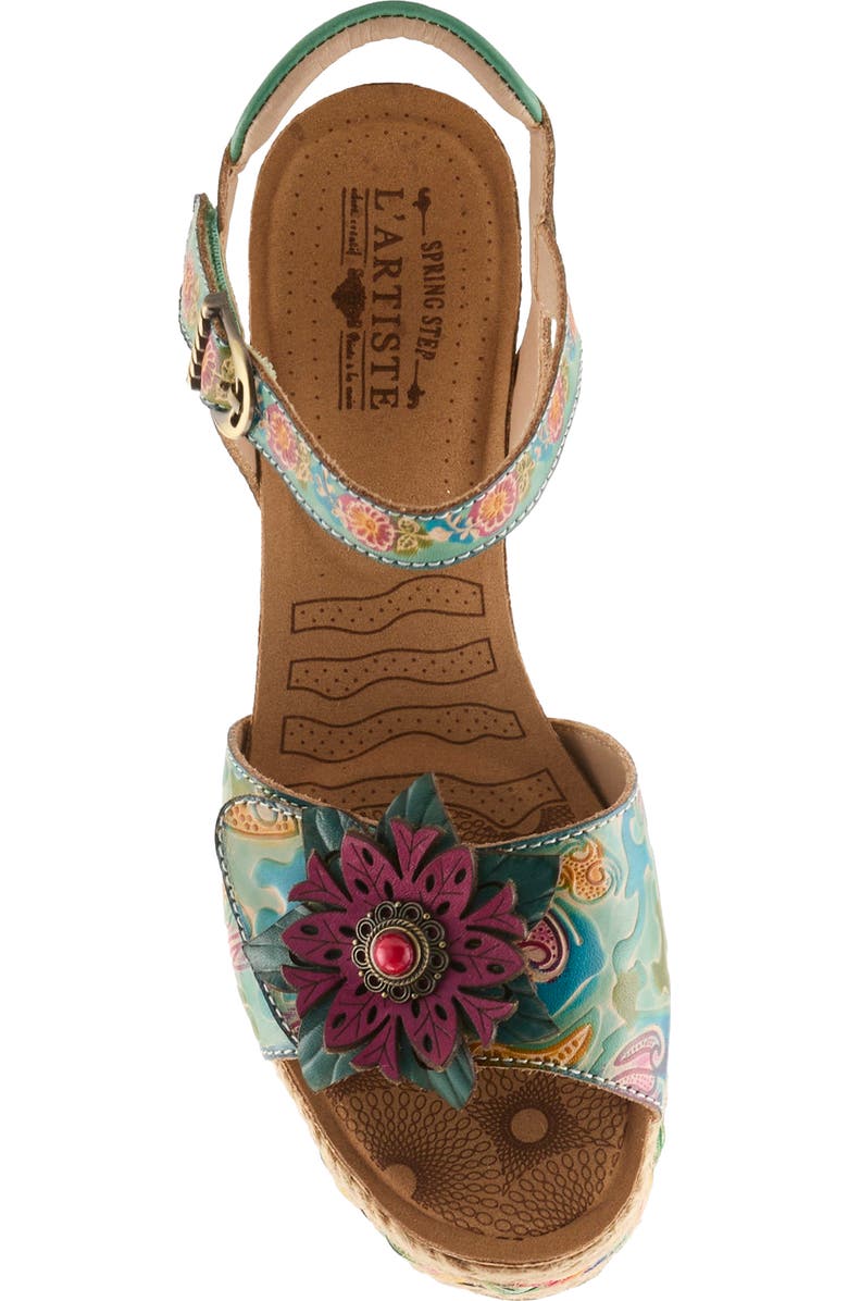 L'Artiste by Spring Step Boca Espadrille Ankle Strap Platform Wedge Sandal, Alternate, color, Mint Green Multi