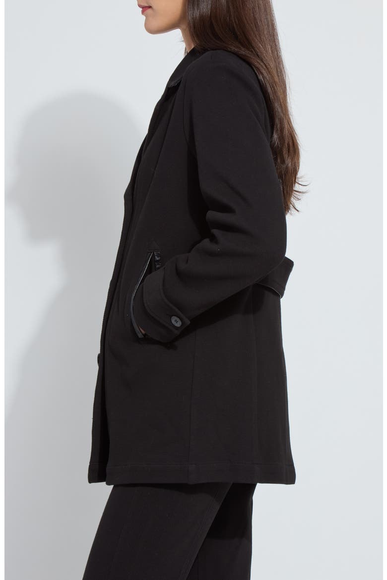 Alma Calvary Stretch Cotton Twill Peacoat, Alternate, color, BLACK
