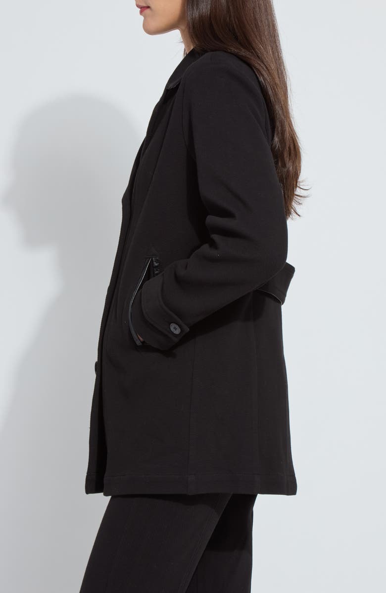 Lysse Alma Calvary Stretch Cotton Twill Peacoat, Alternate, color, Black