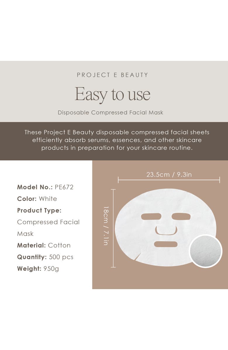Project E Beauty 500pcs Disposable Compressed Facial Mask, Alternate, color, White