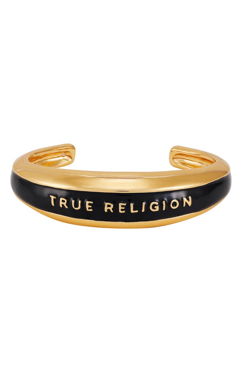 True Religion Logo Cuff Bracelet, Main, color, Gold Tone