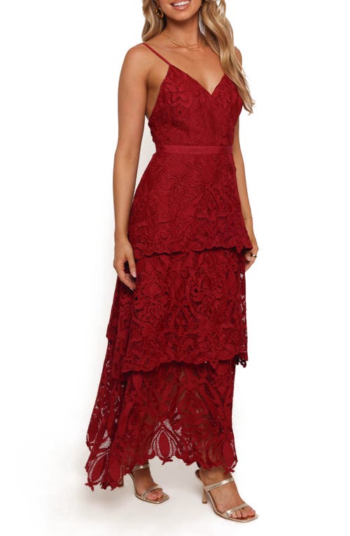 Petal And Pup Petal & Pup Elijah Lace Tulle Tiered Maxi Dress In Red
