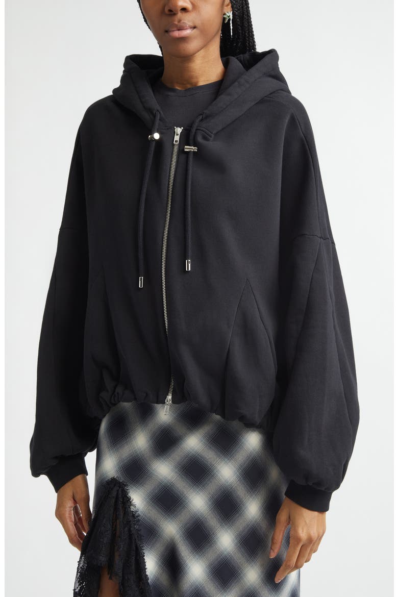 Fleece Zip-Up Hoodie, Alternate, color, BLACK